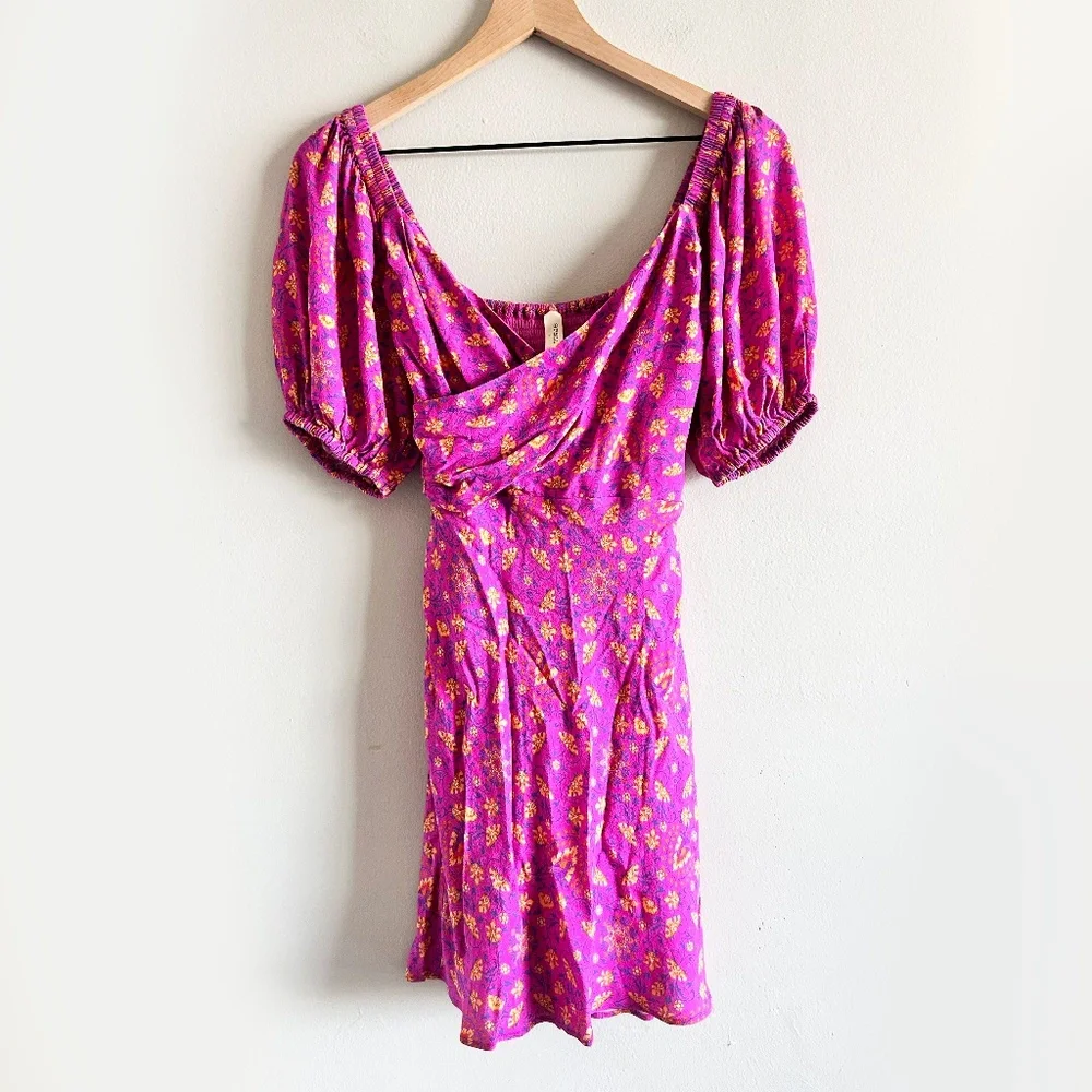 Spell & The Gypsy Madame Peacock Sweetheart Mini Dress | Boysenberry | Size Smal